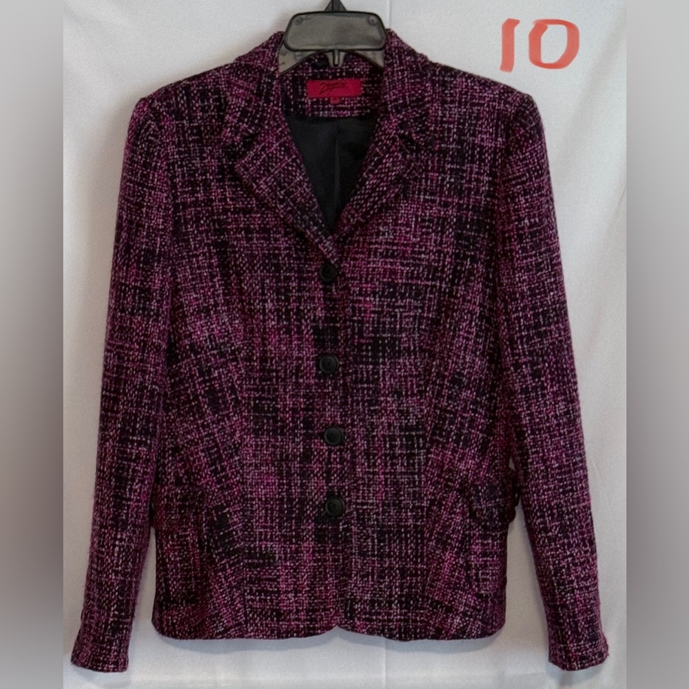 Chic Black and Pink Tweed Blazer - Picture 1 of 3